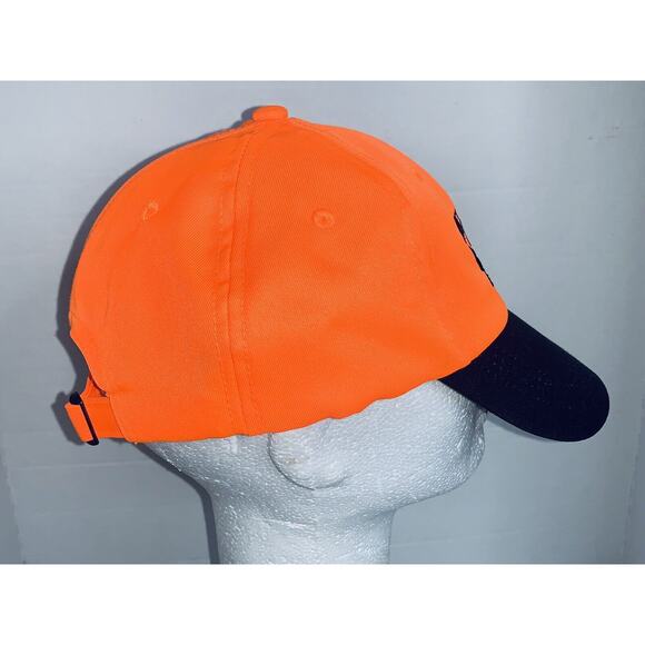 ACA Deer Hunt Blaze Orange Cap Hat Strap Back Black Curve Brim Waxed Canvas nwt - Picture 3 of 9